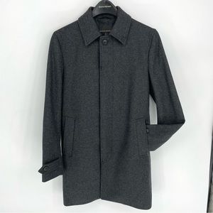 Banana Republic Italian Wool-Blend Carcoat Jacket Charcoal Heather Coat Grey